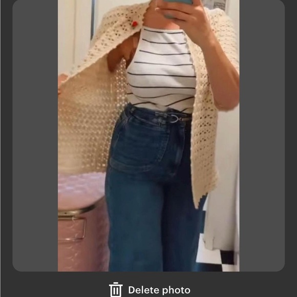 Cream Crochet Cardigan with Red Rose Buttons - Picture 6 of 6